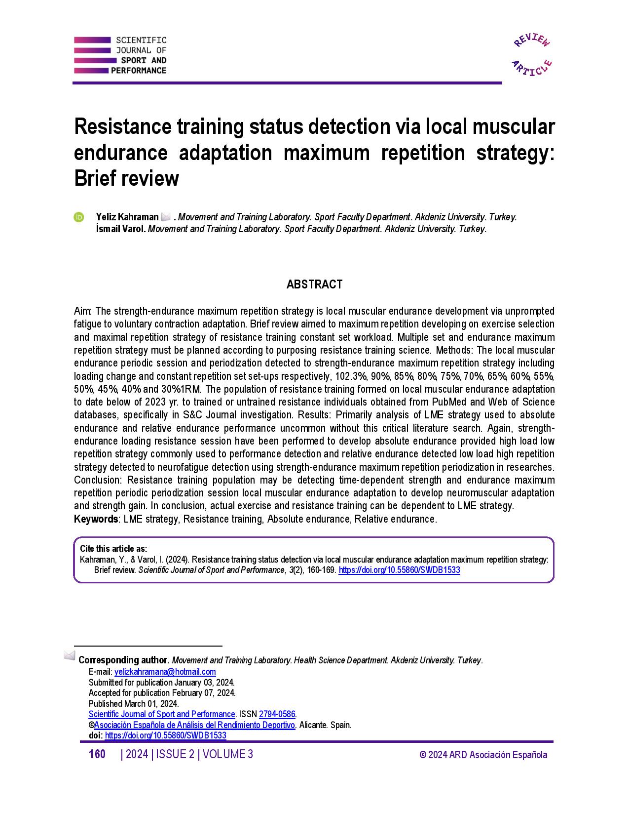 Resistance training status detection via local muscular endurance adaptation maximum repetition strategy