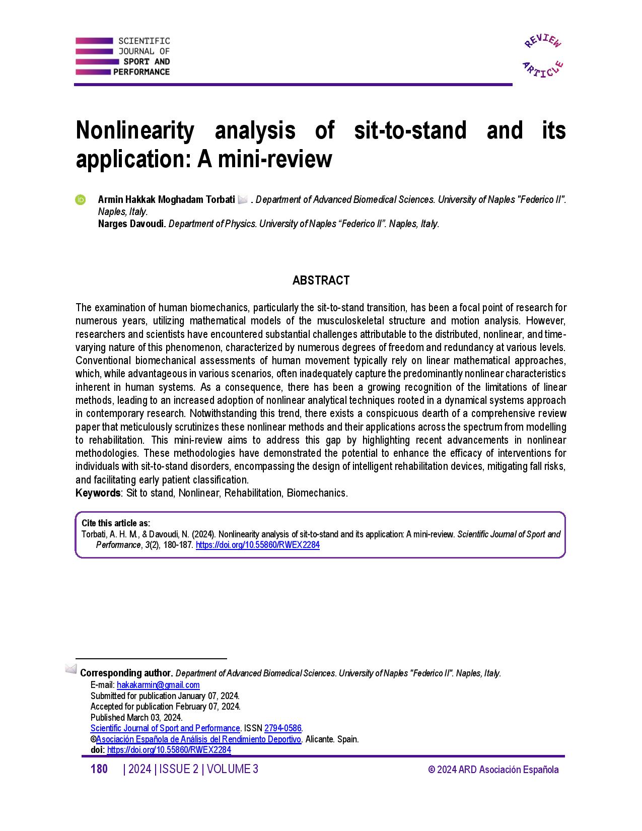 Nonlinearity analysis of sit-to-stand and its application: A mini-review