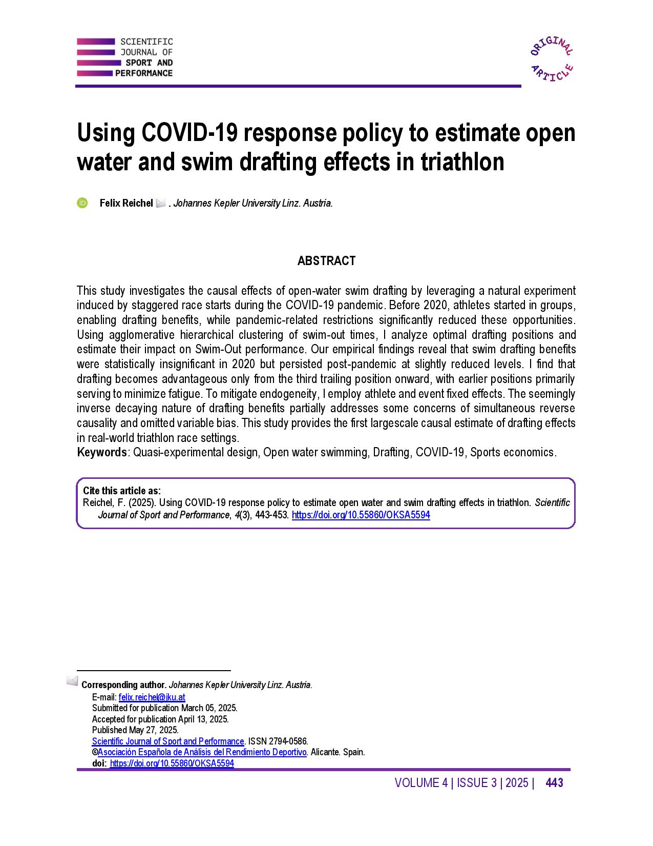 Using COVID-19 response policy to estimate open water and swim drafting effects in triathlon