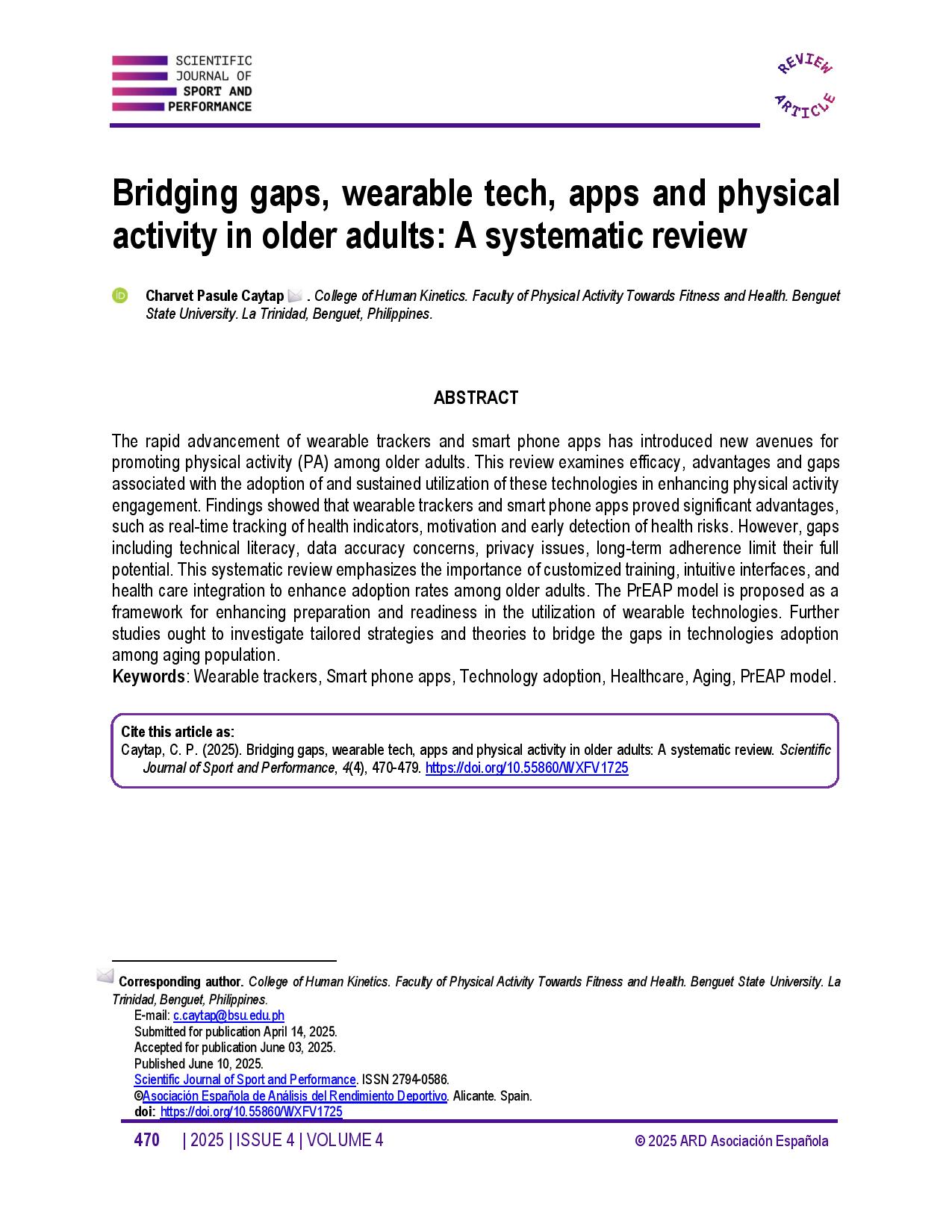 Bridging gaps, wearable tech, apps and physical activity in older adults: A systematic review