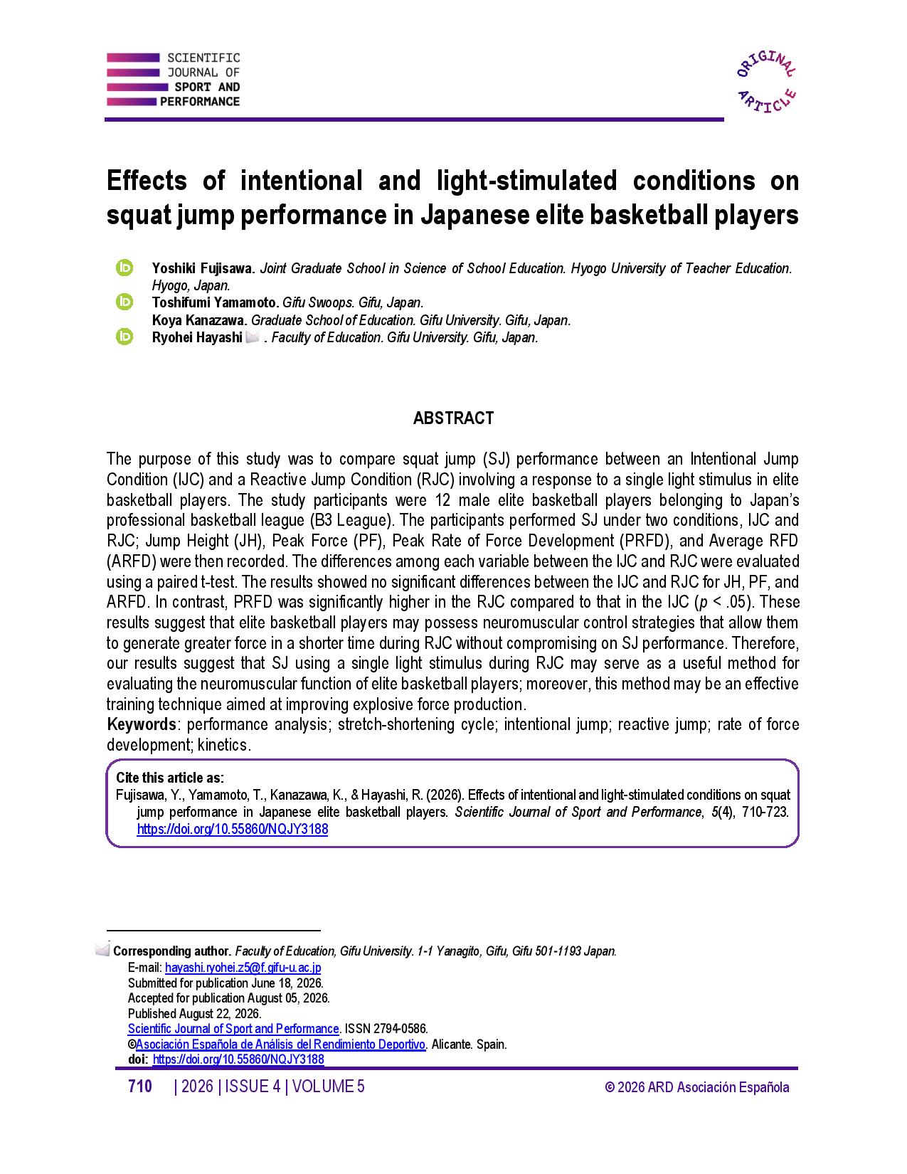 Effects of intentional and light-stimulated conditions on squat jump performance in Japanese elite basketball players
