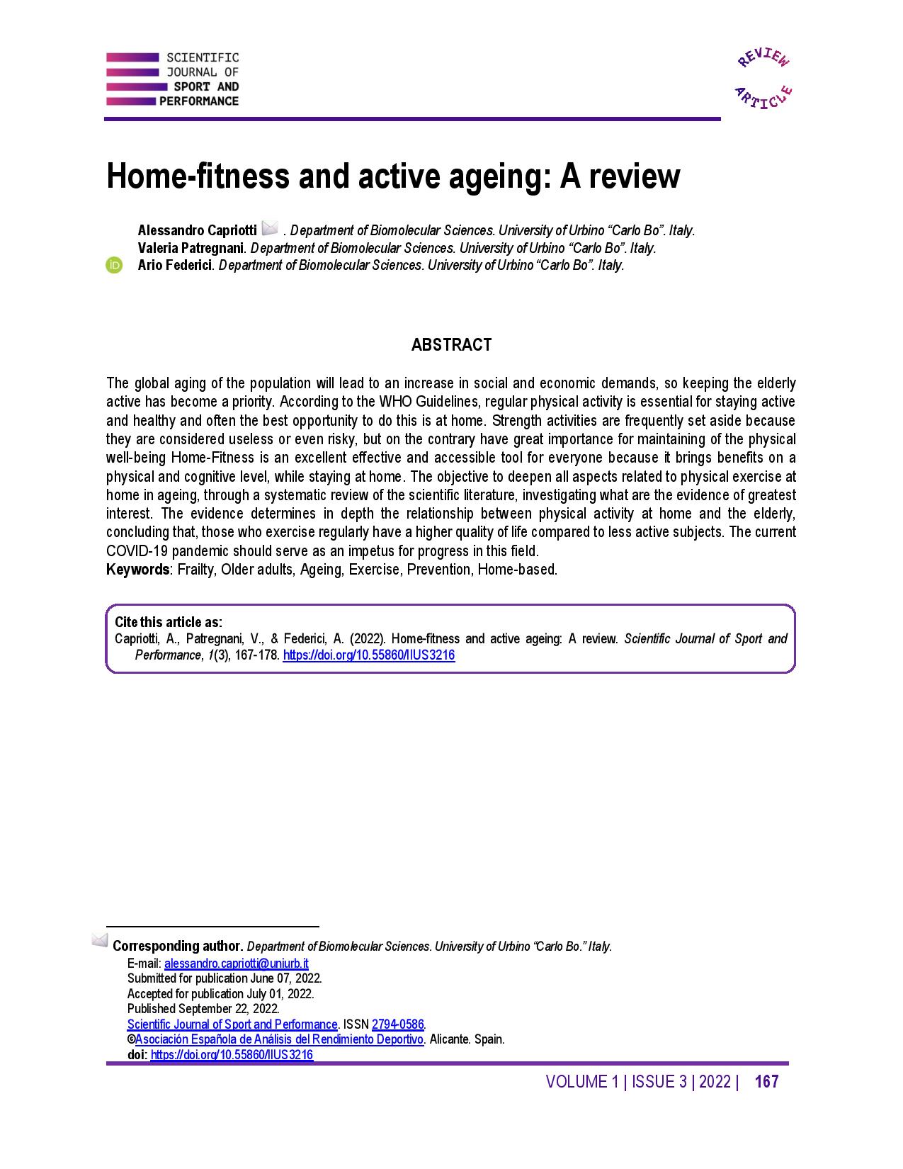 Home-fitness and active ageing: A review