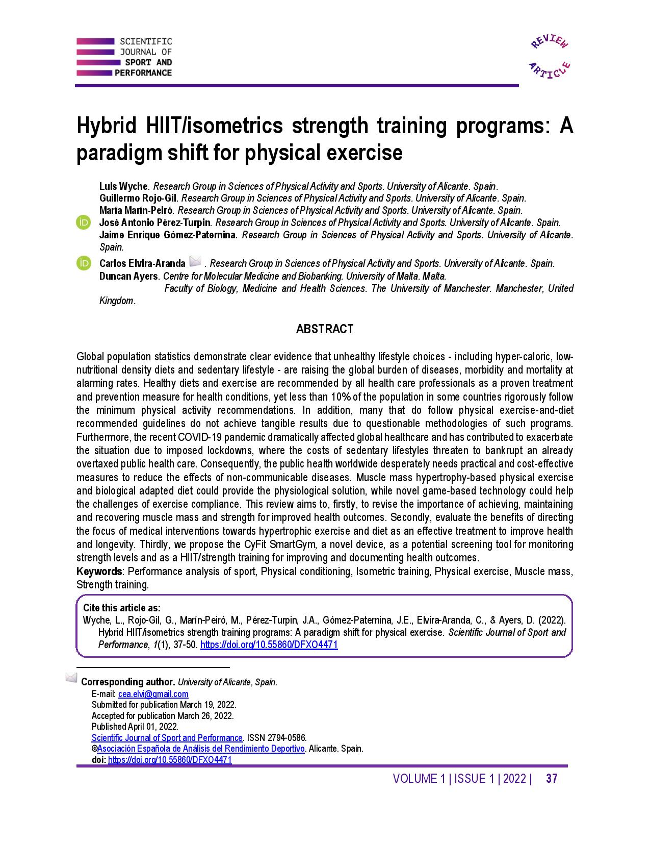 Hybrid HIIT/isometrics strength training programs: A paradigm shift for physical exercise